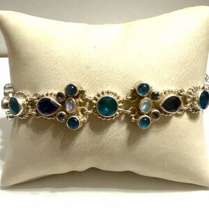 Sajen Sterling Silver Blue Topaz and Moonstone Bracelet
